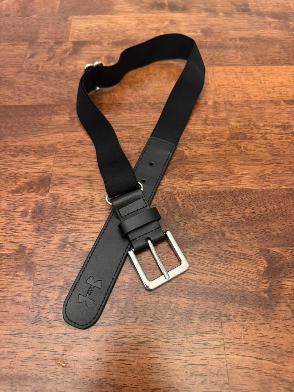 Under Armour Softball Black Elastic Webbed Belt with Silver Buckle